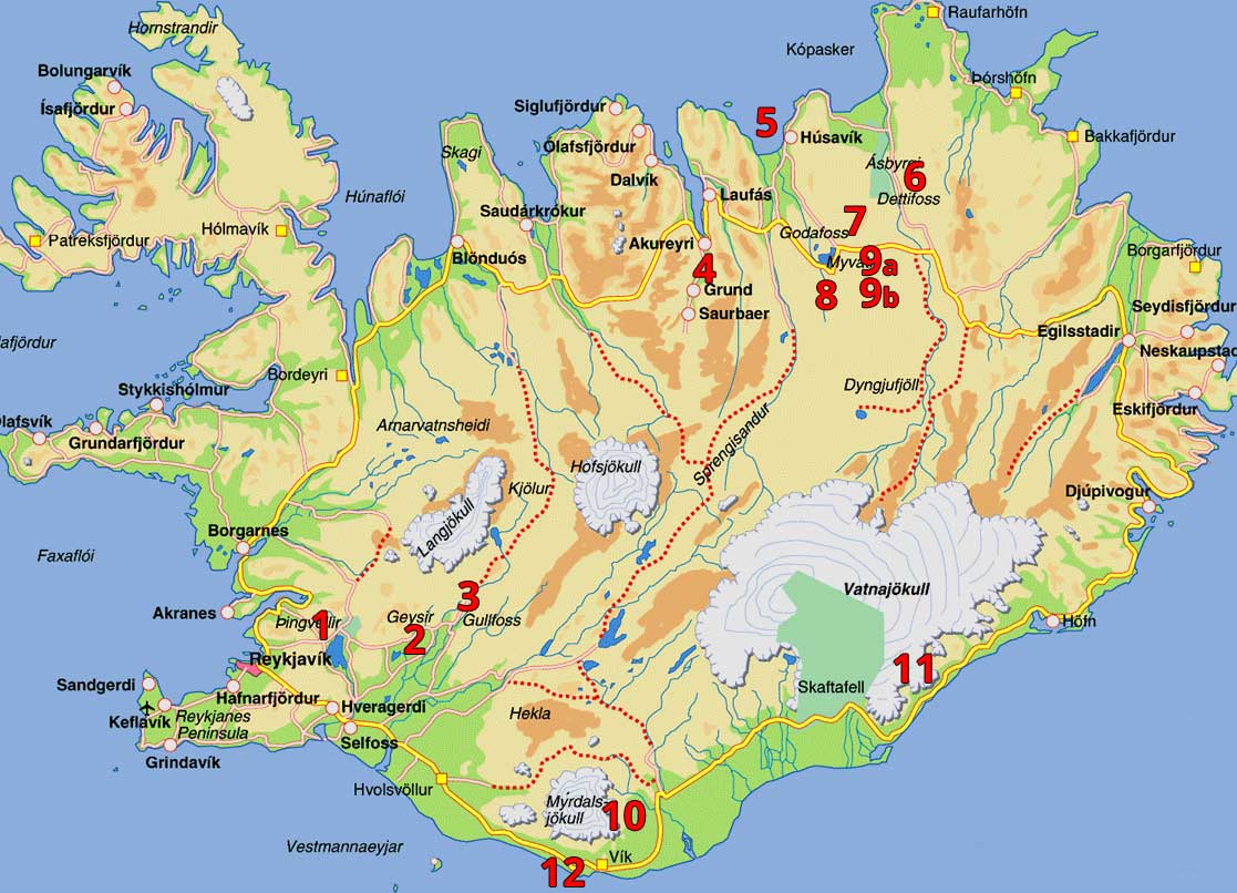  Islande la carte  du voyage de 2022